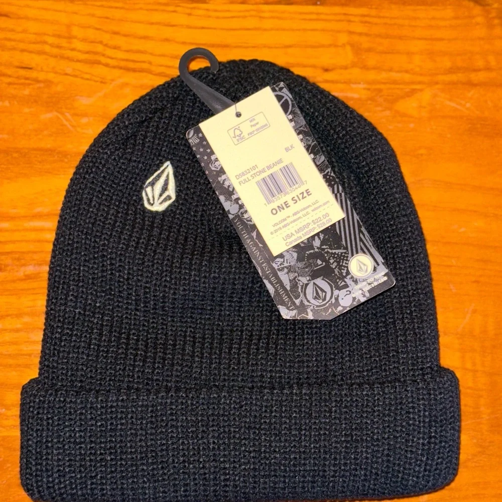 Volcom Black Full Stone Beanie One Size - Picture 2 of 2